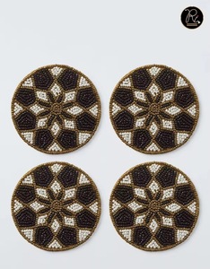 CRYSTAL CRAFT MANTU Posavasos estilo vaquero occidental hecho a mano con cuentas, diseño de herradura y sombrero de vaquero de seis puntas, de seda ecológica, en oferta - Product Image 6