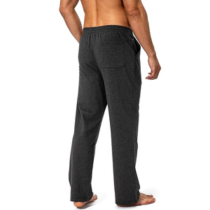 Men's Dark Gray Cotton Sweatpants Elastic Waist <b>Drawstring</b> Casual Jogging Pants Side Pockets Breathable Midweight Autumn Wear - Product Image 3