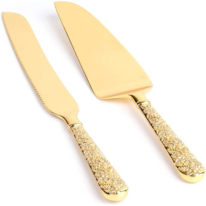 Shiny Look Antique Designer Handle Gold Plated Metal Cake Server Knife Luxury Cake Tools Supplies Reusable Eco-Friendly Indian - Product Image 1