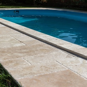 Dalle de pierre en travertin gris argenté naturel, de haute qualité, polie, marbre moderne pour plans de travail, comptoirs, murs et sols - Product Image 3