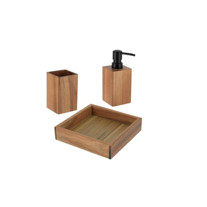 Ensemble de salle de bain en bois de luxe, design classique, couleur bois naturel à 100 %, porte-shampoing en bois de qualité supérieure, produit artisanal, vente en gros - Product Image 4
