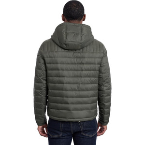 Veste matelassée à capuche pour homme, fermeture éclair, coupe-vent, vêtements d'extérieur décontractés d'hiver, coupe régulière, couleur unie, rembourrage en polyester - Product Image 3