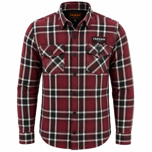 Chemise en flanelle à carreaux écossais rouge pour homme, style bûcheron classique, manches longues, double poche, vêtement de travail extérieur, personnalisable avec marque privée - Product Image 1