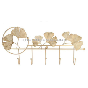 Crochet mural décoratif fait main en aluminium doré, motif floral et feuillage, taille personnalisée, pour la maison et le salon - Product Image 5