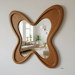 Modern Rustic Wood-Framed Full-Length Floor <b>Mirror</b> <b>Lightweight</b> Unbreakable Irregular Shape Wall Hanging Decor for Bedroom Living - Product Image 4