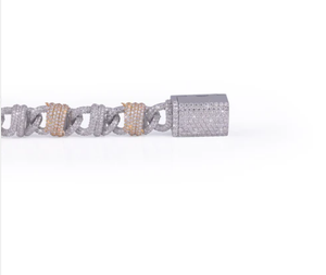 Hiphop Chain Link <b>Bracelet</b> Rhodium Plated Alloy Micro Pave <b>Crystal</b> Lock Clasp Unisex Jewelry - Product Image 4