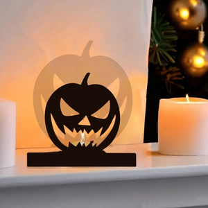 CIFbuy Portacandele Classico Nero Gotico a Forma di Zucca di Halloween, Centrotavola Spettrale per Casa Stregata, Decorazione per la Casa - Product Image 4