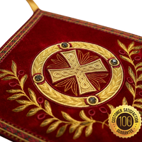 Genouillère liturgique pour prêtre orthodoxe, brodée or et rouge, design personnalisable, logo personnalisé, unisexe, service OEM