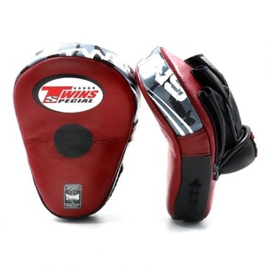 Professional Kickboxing Training Gear Muay Thai Twins Red Mharon <b>Focus</b> Mitts Personalized Your Own Logo Printed Curved <b>Padding</b> - Product Image 2