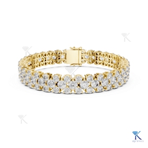Luxury Double Row Diamond <b>Bracelet</b> 14K 18K <b>Solid</b> Gold Fine Women Cluster Tennis Jewelry Manufacturer Wholesale Supplier - Product Image 2