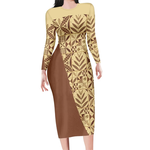 Vestidos Maxi Florales Personalizados para Mujer, Estampado Polinesio Samoano, Vestidos con Patrón de las Islas del Pacífico, Vestido Tribal Ajustado de Manga Larga 2026 - Product Image 2