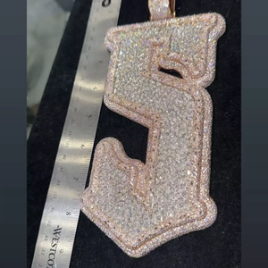 Colgante de Cadena con Nombre Personalizado de Moissanita VVS, Estilo Hip Hop, con Diamantes Iced Out, Letra Inicial 3D, Colgante Baguette, Joyería para Hombre - Product Image 1