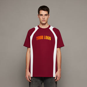 Camiseta de Cuello Redondo con Bloques de Color 100% Algodón para Hombre, Precio al por Mayor Asequible, Talla Grande, Moderna y Transpirable - Product Image 1