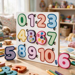 Toysaga Puzzle en bois avec chiffres 0-10, jouet éducatif pour 2-4 ans, unisexe - Product Image 1