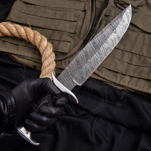 Dark Wood Bone Handle Fixed Damascus Steel Blade Survival Bowie Hunting Knife-DIY Portable OEM Outdoor Tactical Knives - Product Image 3