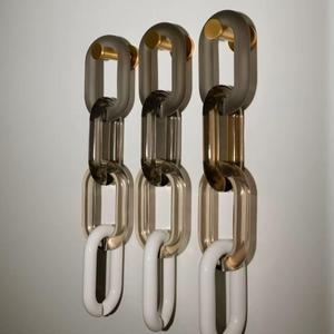 Jewel Tone Resin Chain Link Art Translucent <b>Acrylic</b> & Silver <b>Mirrored</b> Interlocked Loops - Product Image 3