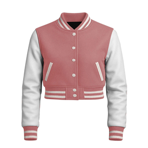 Veste de sport courte à manches longues en polyester/coton de haute qualité pour femmes, streetwear, faible MOQ, veste de sport courte personnalisée avec logo OEM - Product Image 1