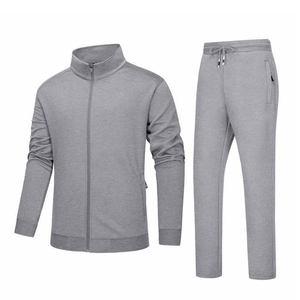 Conjunto Deportivo de Forro Polar para Hombre, Talla Grande, Estilo Urbano, Otoño, Manga Larga, Cierre Completo, Traje Deportivo de 2 Piezas, Ecológico - Product Image 1