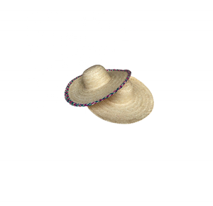 Chapeaux de paille traditionnels Sombrero à pompons, design rayé, tour de tête 60-62 cm, couleur paille vive, pour la fête, la plage, l'été - Product Image 5