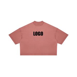 Logo personnalisé T-shirt épais et surdimensionné pour hommes 100% coton avec épaules tombantes Style Boxy avec encolure allongée - Product Image 1