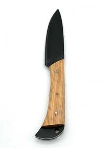 Outil de cuisine artisanal en acier noir avec manche en bois naturel, décoration culinaire - Product Image 2