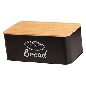 Caja de Pan Metálica Hermética con Tapa de Madera, Contenedor Rectangular para Almacenamiento de Alimentos, a Prueba de Humedad, para Cocina - Product Image 3