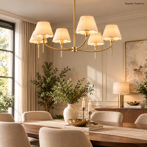 Lustre contemporain Daystar Trade en or, 6 lumières, blanc chaud 3500K, en fer, 100W, non dimmable, pour intérieur, facile à installer - Product Image 3