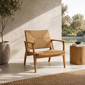 Sillón de Madera de Teca Natural con Cuerda, Silla de Salón Comercial para Hostelería, Importadores, Proyectos Mayoristas, Hecho en Indonesia, de Fábrica - Product Image 1