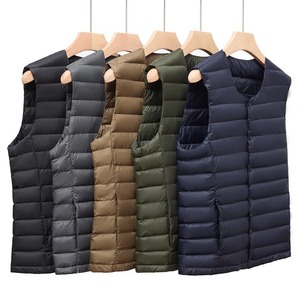 Chaleco de Plumón Blanco Talla 7XL Plus Size 90 para Hombre, Chaleco de Plumón Ultraligero, Portátil, Cuello en V, Sin Mangas, Largo Regular, 100% Poliéster - Product Image 3