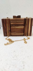 Bolso de Noche de Madera Ecológico de Lujo para Mujer, Hecho a Mano, con Diseño Impreso UV, Bolso de Fiesta de Moda con Correa Desmontable para el Hombro - Product Image 1