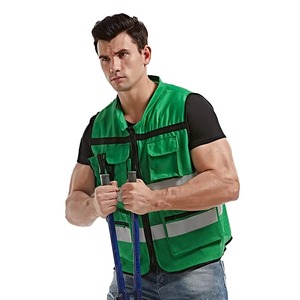 PLAYER'S POINT High Visibility Safety <b>Vest</b> CE/EU Certified Polyester Unisex Windproof Water Resistant Reflective Stripes Zipper - Product Image 4