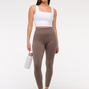 Leggings de yoga taille mi-haute pour femmes, avec logo personnalisé, effet ventre plat, écologiques, respirants, séchage rapide, longueur cheville, pour filles, entraînement et gym - Product Image 3