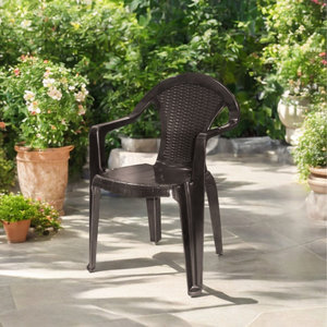 DreamCraft Espresso -4PK Rattan Arm Chair <b>Comfortable</b> Home Furniture - Product Image 5