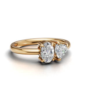 IGI Certified Lab Grown Diamond Toi Et Moi <b>Ring</b> 18K Yellow / White & Rose Gold Oval & Heart Shape Engagement <b>Ring</b> for Women - Product Image 3