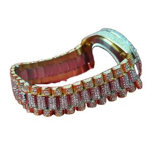 Montre de luxe classique de plongée chronographe lumineuse numérique camouflage squelette avec diamants de laboratoire naturels et moissanite, bracelet en acier inoxydable, unisexe - Product Image 1