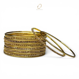 High Quality Stainless Steel 18K Gold Plated <b>Crystal</b> Bangles Set for Women Premium Indian Wedding Fashion Jewelry Wholesale - Product Image 3