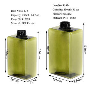Emballage cosmétique personnalisé, bouteille plate carrée imprimée en sérigraphie, design rechargeable, plastique PET léger, vente en gros, pompe 400 ml - Product Image 6
