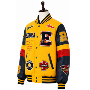 OEM Manufactory <b>Mens</b> Wool Woolen Varsity Baseball Plus Size <b>Men's</b> <b>Jackets</b> Custom logo Patch Leather Sleeve <b>Jacket</b> <b>Men</b> - Product Image 3