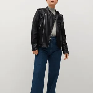 Chaqueta de cuero roja y negra de moda para mujer, estilo urbano, top corto con letras, chaqueta sexy para exteriores, ¡en oferta! - Product Image 3
