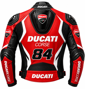 Veste de course en cuir coupe-vent imprimée Ducati, style motard Ducati, manches longues, unisexe, personnalisable pour la moto - Product Image 2