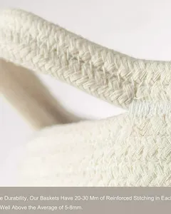 65L <b>Large</b> Woven Cotton Rope Nursery <b>Basket</b>, Laundry <b>Basket</b> Laundry Hamper with Handles,Blanket <b>Basket</b> <b>Storage</b> Bin - Product Image 4