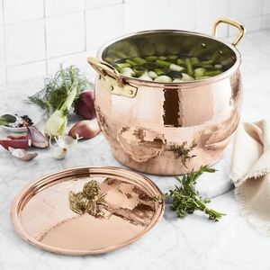 Premium Copper Hammered Sauce <b>Pan</b> With Brass Handle Lid Kitchen Cooking Cookware Pot Wholesale OEM Supplier India Export Bulk - Product Image 4
