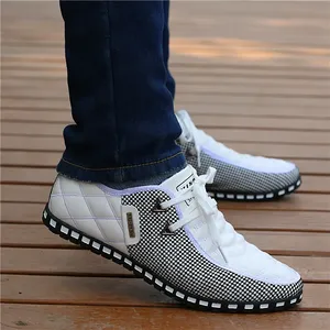 Chaussures en cuir pour hommes, baskets blanches légères et respirantes, chaussures de conduite à bout pointu, chaussures d'affaires pour hommes, collection automne - Product Image 4
