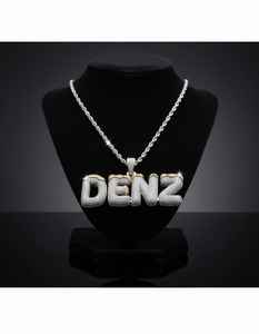 Collar con Colgante de Letra DENZ Personalizado, con Incrustaciones de Moissanita, Estilo Hip Hop para Hombre, en Plata, Oro 10K/14K o Acero Inoxidable - Product Image 1