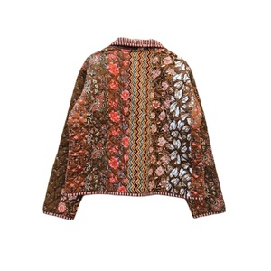 Fait à la main indien bloc imprimé coton matelassé col tournant hiver été veste pour femmes meilleure qualité Fit avec doublure en lin fit - Product Image 6