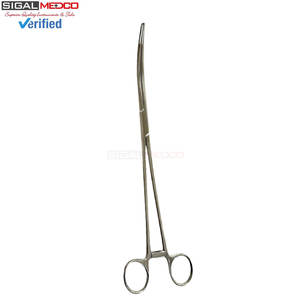 Lot de 2 pinces hémostatiques manuelles 14 pouces, à mâchoires courbées, droites ou dentelées, en acier inoxydable, à verrouillage, pour chirurgie générale et pêche - Product Image 5