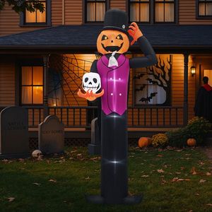 Decorazioni Gonfiabili Giganti di Halloween in PVC da 3,6 Metri, Zucca Umana con Teschio e Luci LED per Feste, Giardino e Prato - Product Image 6