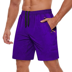 Shorts de sport décontractés pour hommes, noirs, à séchage rapide, avec poches et cordon de serrage à la taille - Product Image 2