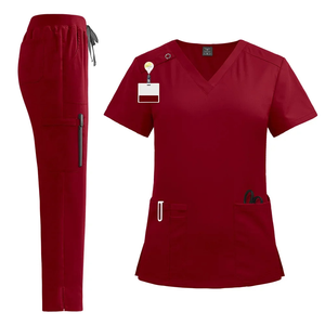 Wholesale Unisex Medical <b>Scrubs</b> Uniform Sets Polyester Dobby Fabric Nursing <b>Clothes</b> with Jogger Pants Hospital Suit - Product Image 6