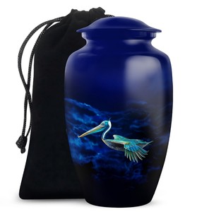 โกศบรรจุอัฐิสีน้ำตาลสำหรับผู้ชาย รูปทรงนกกระทุง เป็นมิตรกับสิ่งแวดล้อม ดีไซน์ปรับแต่งได้ ขนาด 10 นิ้ว สำหรับบรรจุอัฐิของผู้ใหญ่ ใช้สำหรับฝังศพและตกแต่ง ความจุ 220 คิวบิกอินช์ - Product Image 1